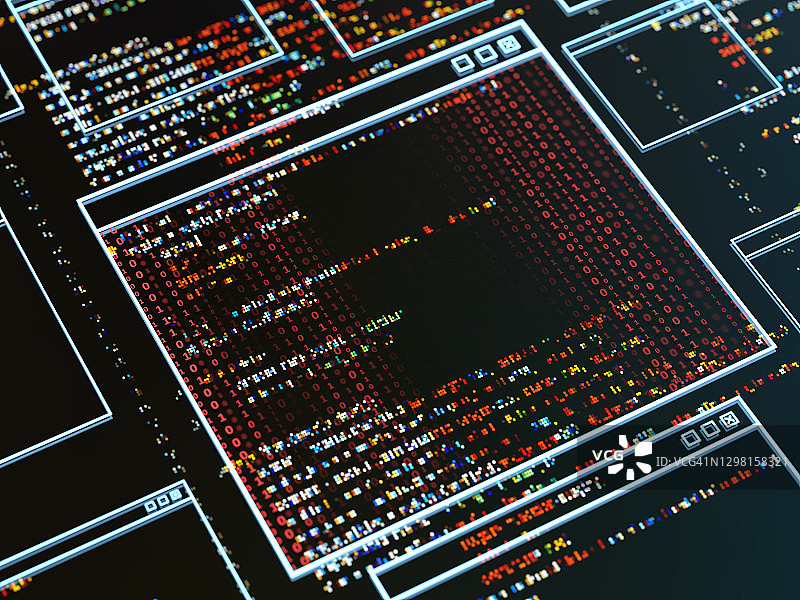 数字显示器上的抽象程序代码图片素材