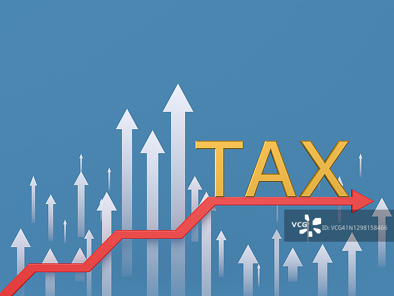 带有抽象图表和箭头的税务时间文本图片素材