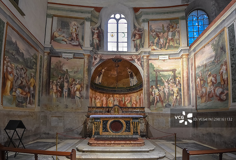意大利罗马圣斯德望圆形圣殿内的神坛图片素材
