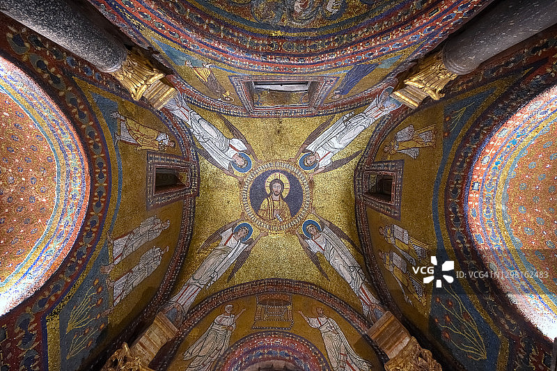 罗马圣普拉塞德圣殿内圣泽诺小教堂的马赛克，意大利拉齐奥图片素材