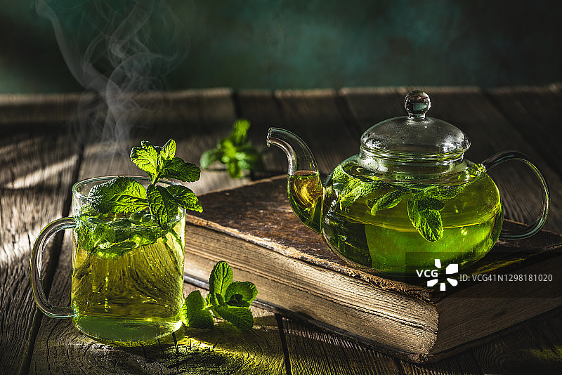 摩洛哥薄荷茶，北非马格里布薄荷绿茶图片素材