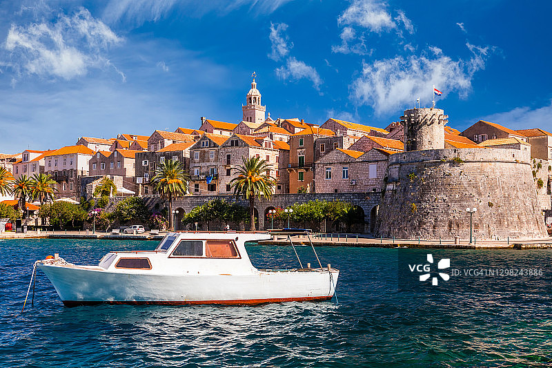 克罗地亚科尔丘拉岛科尔丘拉镇风光图片素材