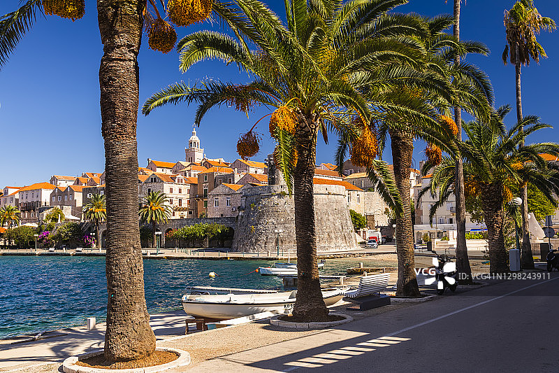 克罗地亚科尔丘拉岛科尔丘拉镇风光图片素材