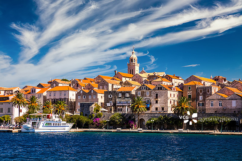 克罗地亚科尔丘拉岛科尔丘拉镇风光图片素材