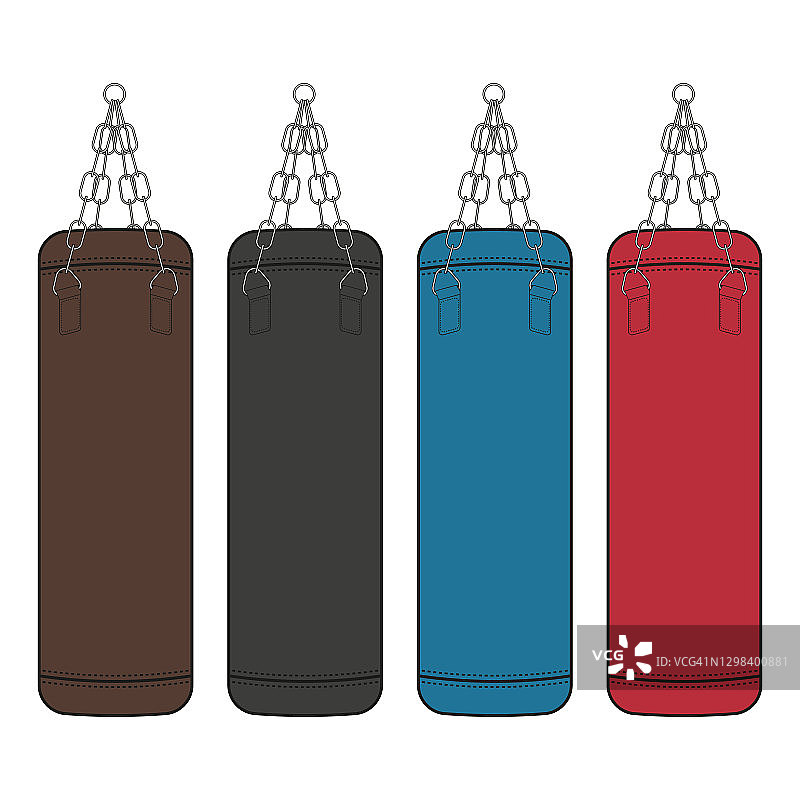 拳击沙袋合集：扁平设计矢量图图片素材