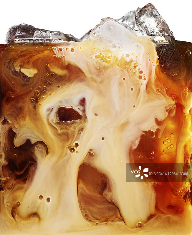 加牛奶的冰咖啡图片素材