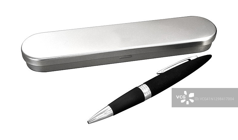 用于品牌推广的金属笔盒和圆珠笔图片素材