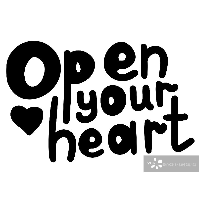 打开你的心扉手写励志字母和心图片素材