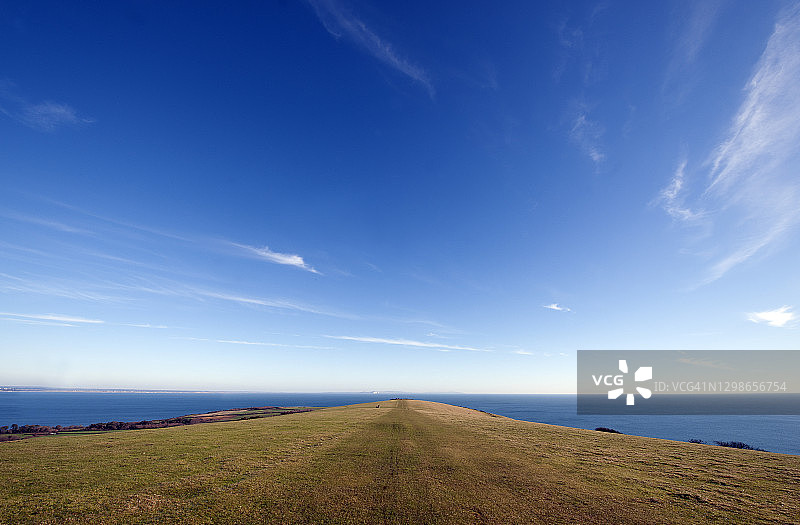 英格兰珀贝克岛巴拉德丘陵的冬季景色图片素材