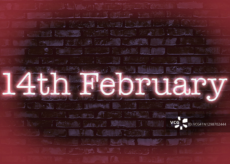 2月14日霓虹灯标志图片素材