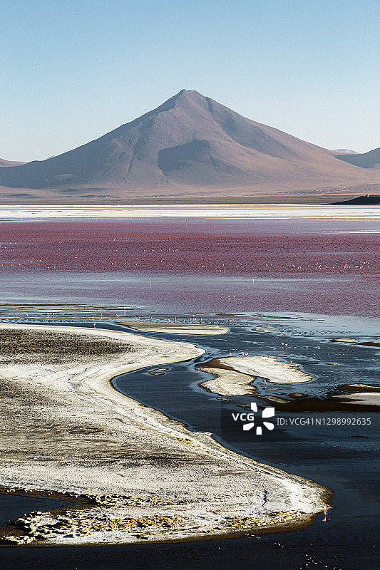 玻利维亚高原科罗拉达湖日落美景图片素材