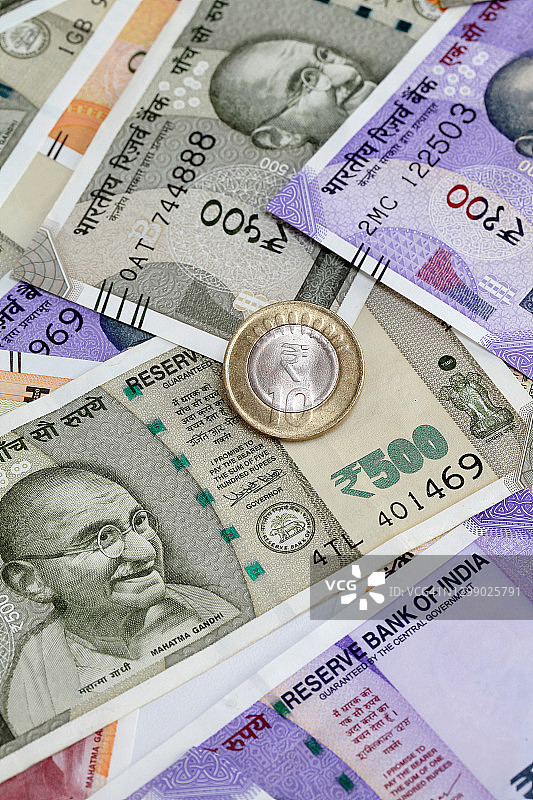 货币上的印度卢比硬币图片素材