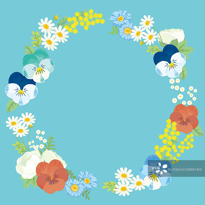 春季花卉花圈矢量图背景图片素材