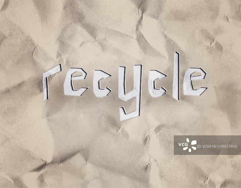 棕色纸上的可回收字样图片素材