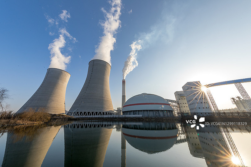 燃煤和生物质发电厂细节图片素材