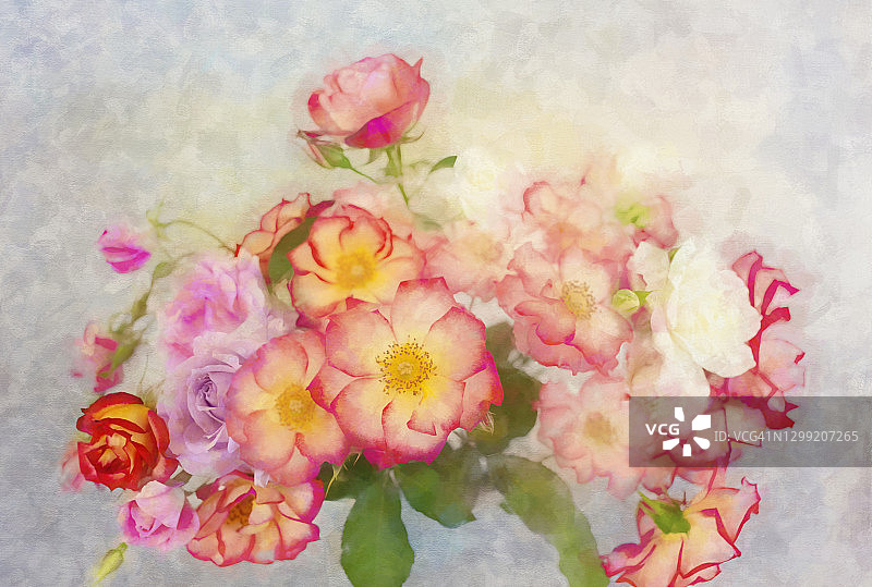 玫瑰油画花束图片素材