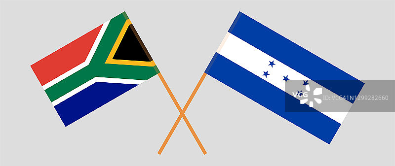 南非和洪都拉斯交叉旗帜图片素材
