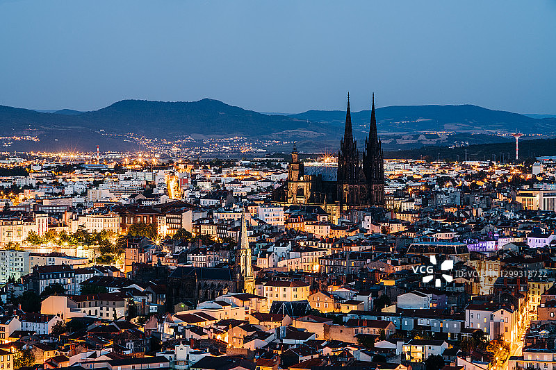 克莱蒙费朗夜景航拍照片图片素材