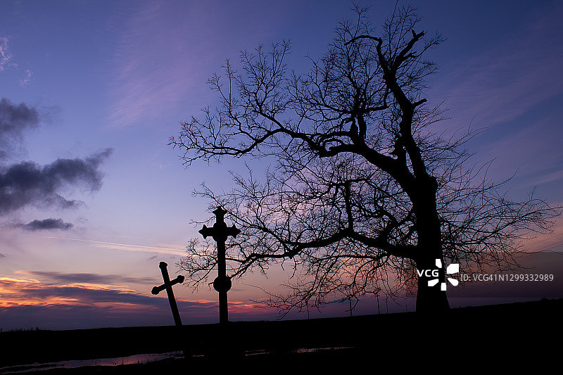 罗马尼亚特兰西瓦尼亚乡村日落图片素材