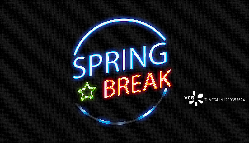 春假霓虹灯标志图片素材