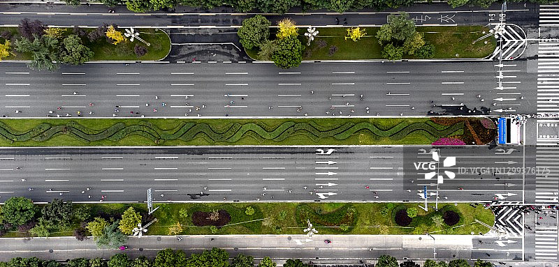 中国四川成都2021国际马拉松航拍照片图片素材