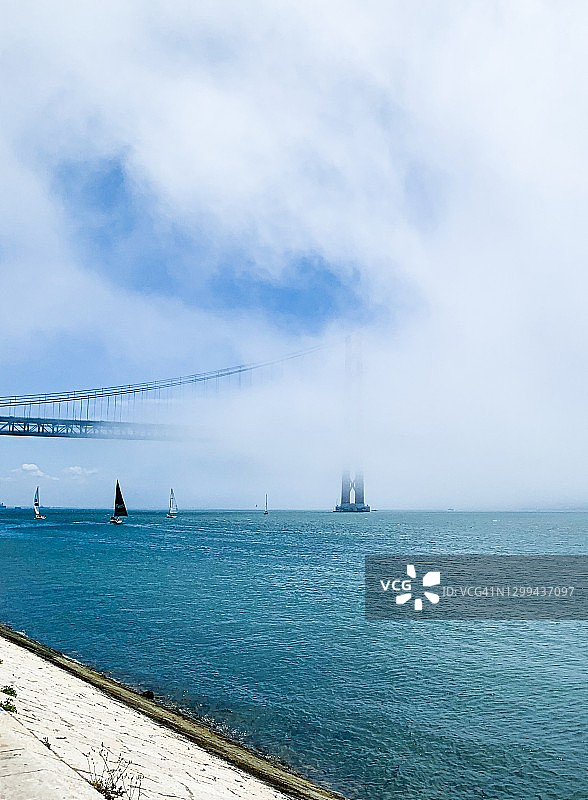 特茹河堤岸桥梁景观图片素材