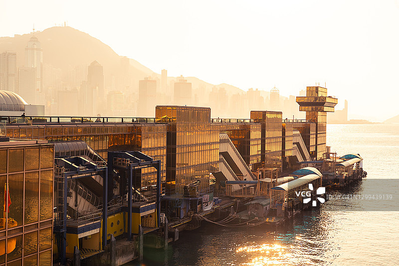 香港城市天际线日落黄昏图片素材