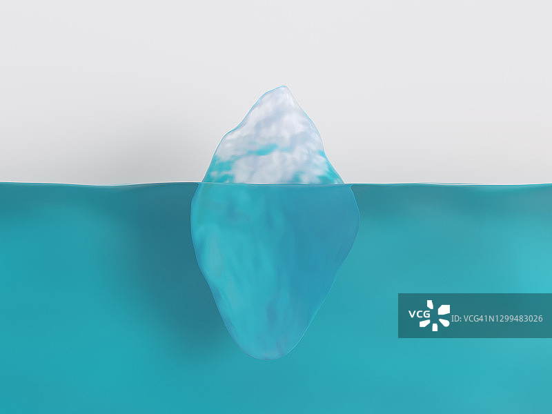 抽象冰山形状。大部分隐藏在水下图片素材