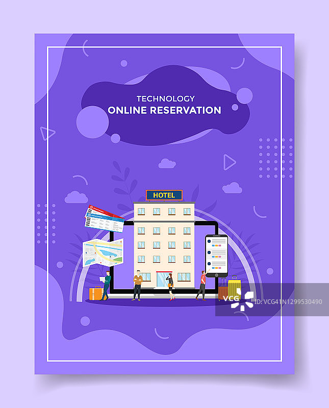 在线酒店预订概念banner、宣传单、书籍封面、杂志模板图片素材