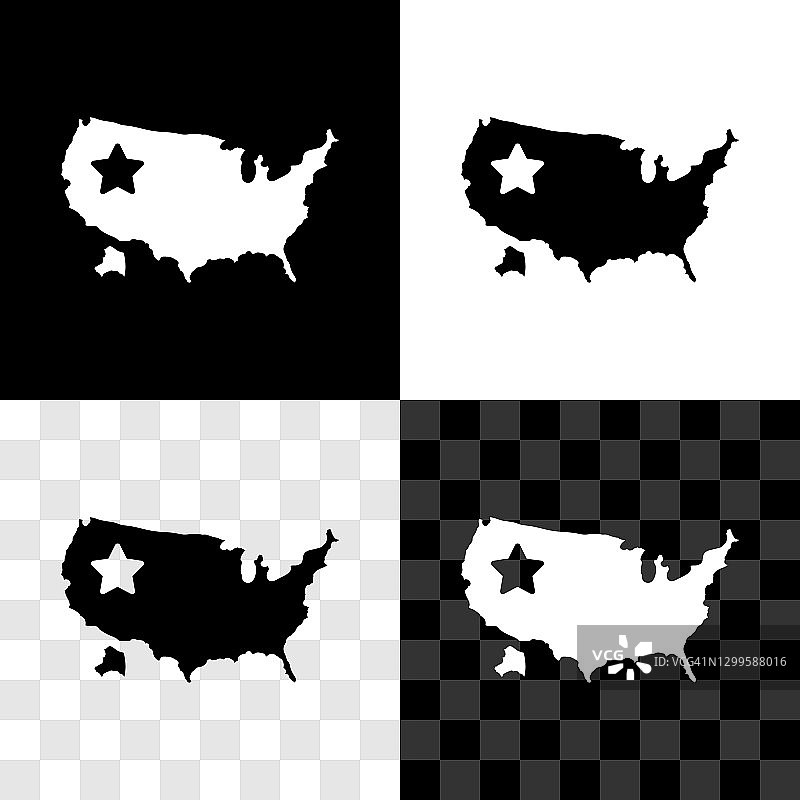 美国地图图标（黑白透明背景）矢量素材图片素材
