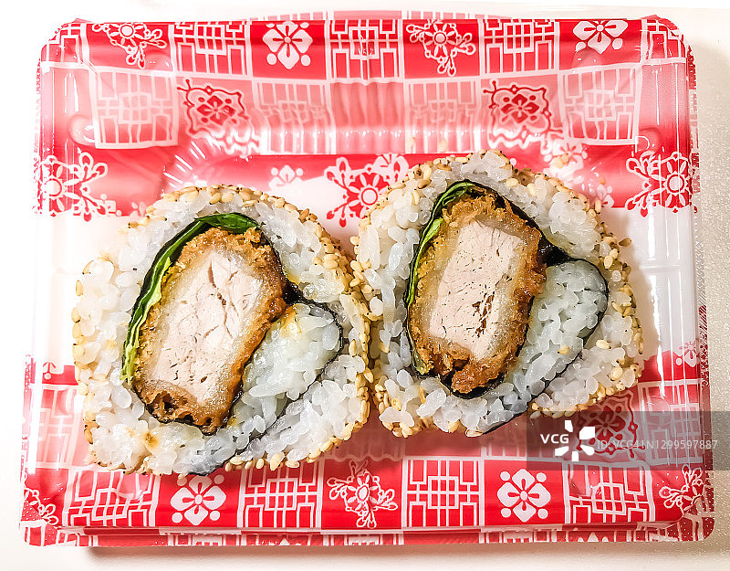猪肉里脊肉卷寿司图片素材