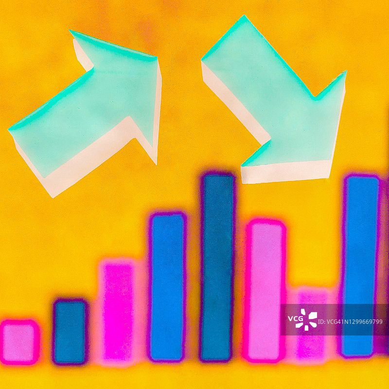 抽象彩色条形图和箭头图片素材