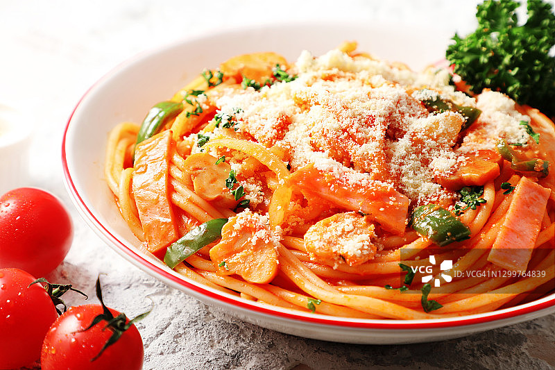 横滨市发源的那不勒斯意面，位于日本神奈川县图片素材