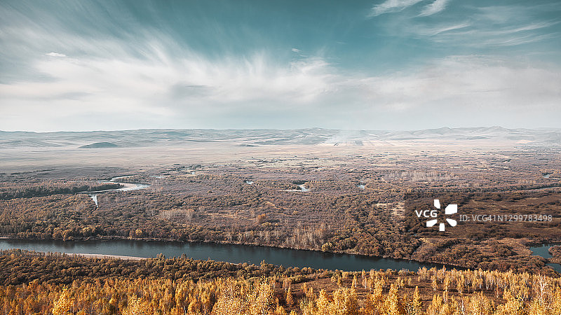 内蒙古根河湿地秋色图片素材
