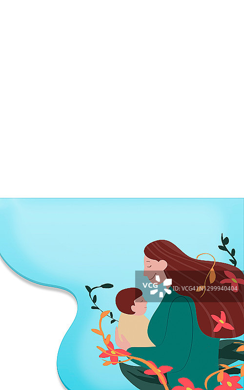 母亲节快乐祝贺，母亲怀抱孩子图片素材