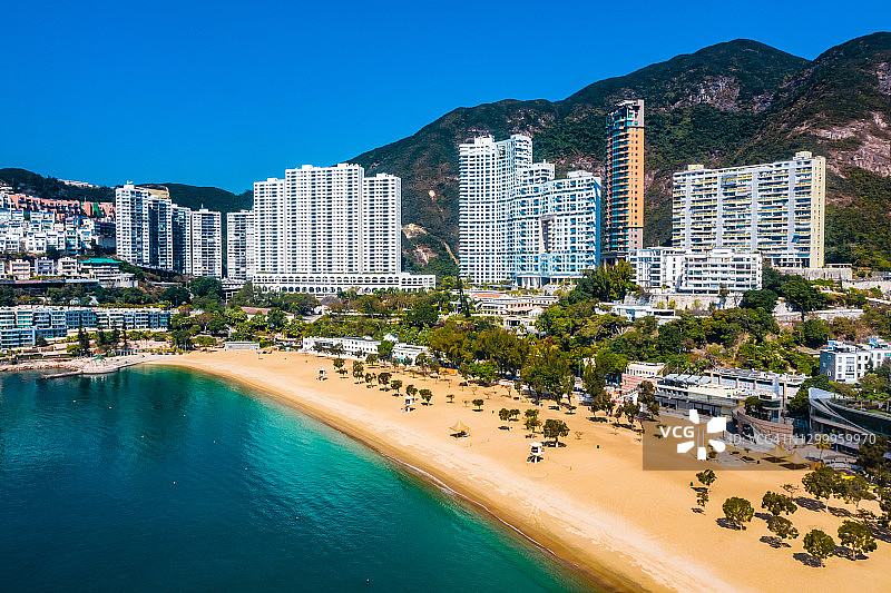 无人机航拍香港浅水湾图片素材
