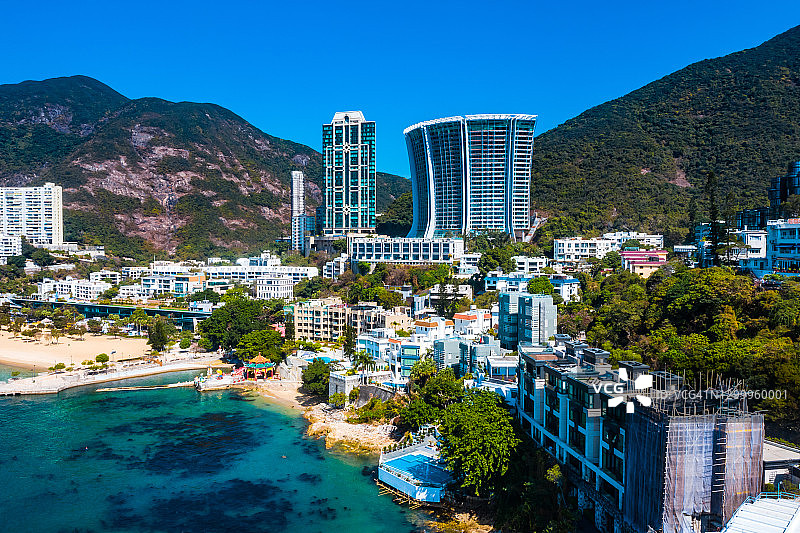 无人机航拍香港浅水湾图片素材