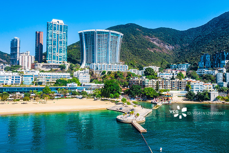无人机航拍香港浅水湾图片素材