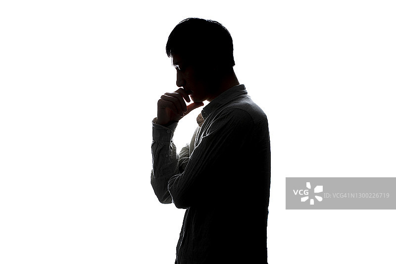 男性肖像剪影，思考的男人图片素材