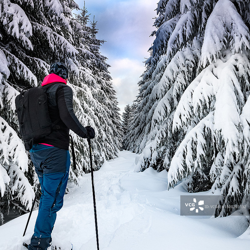 雪地健行和冬季徒步图片素材