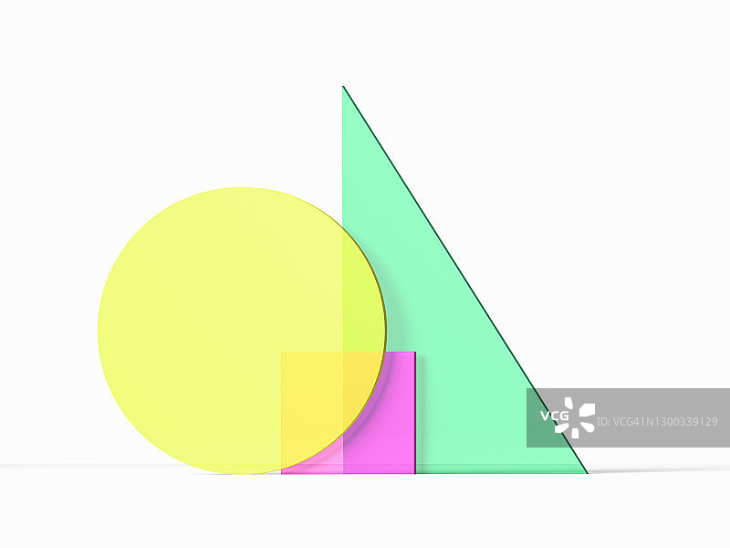 由彩色半透明几何形状组成的概念静物图片素材