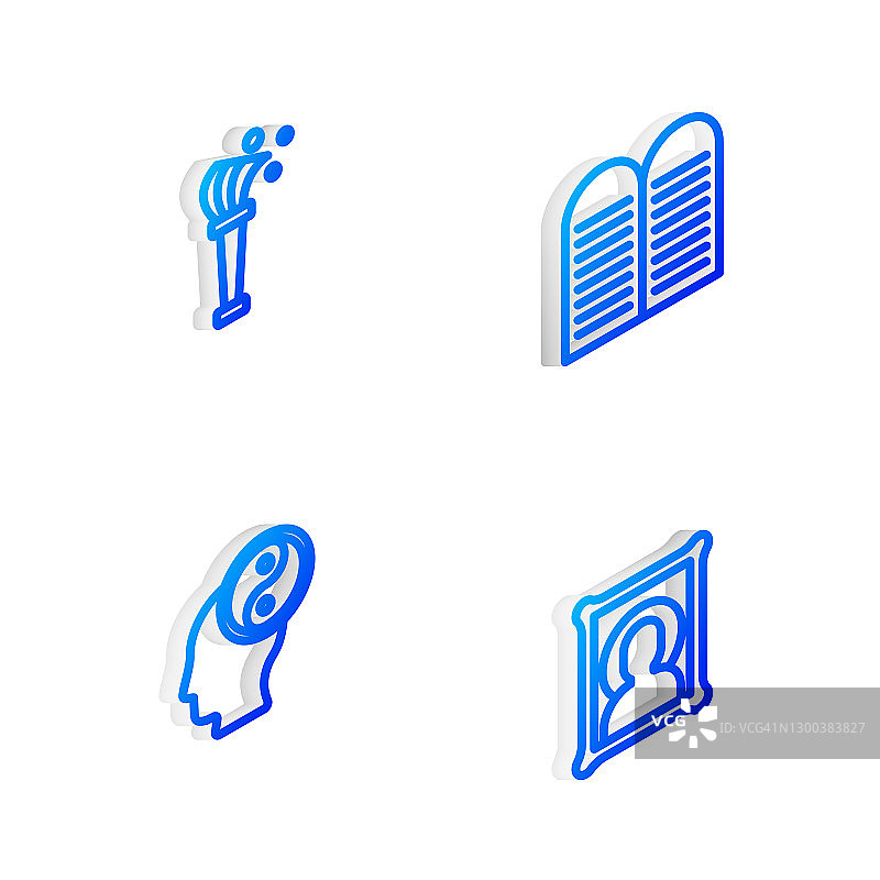 2.5D戒律、洒水器、阴阳与基督教图标矢量素材图片素材