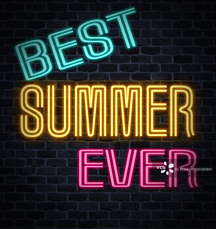 霓虹灯效果“最美夏天”图片素材