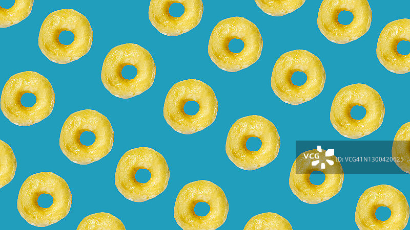 蓝色背景上的甜甜圈汇编图片素材