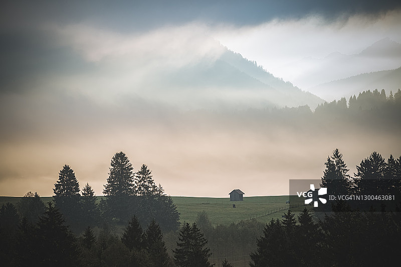 德国巴伐利亚州霍恩施万高独立木屋图片素材