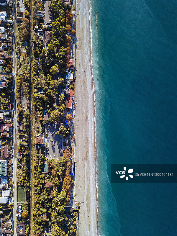 格鲁吉亚阿布哈兹加格拉黑海海岸线鸟瞰图图片素材