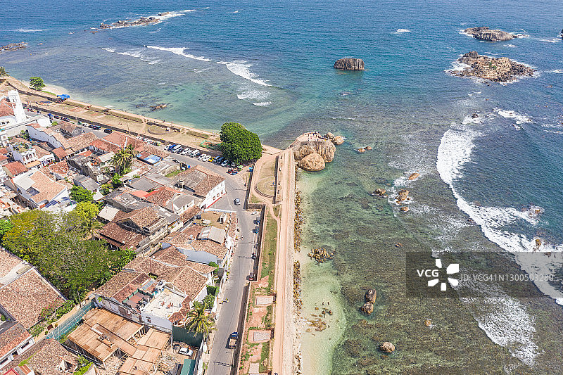 斯里兰卡加勒镇无人机航拍图片素材