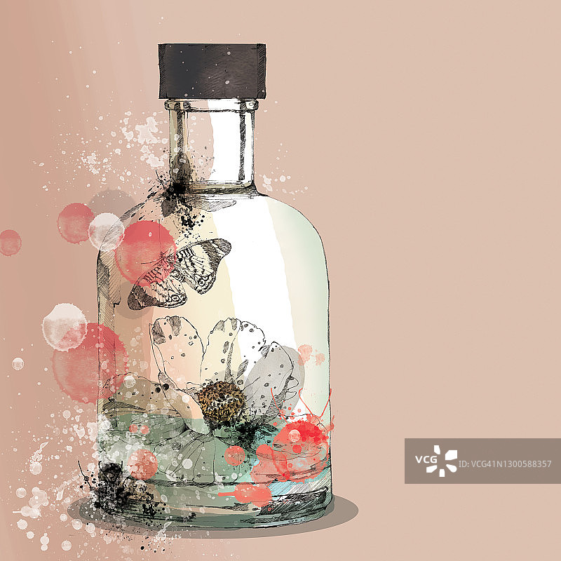 装有消息的玻璃瓶图片素材
