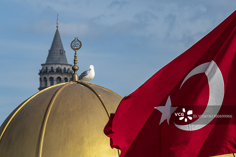 土耳其伊斯坦布尔的艾米诺努和加拉塔图片素材