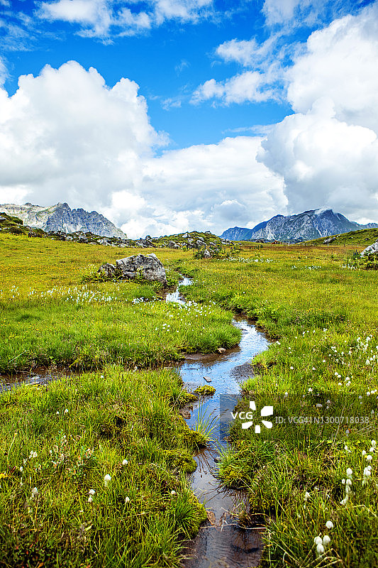 奥地利绿色景观中美丽的乡村溪流图片素材